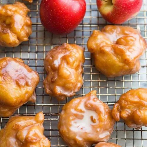 Gluten Free Apple Fritters with Sweet Vanilla Glaze