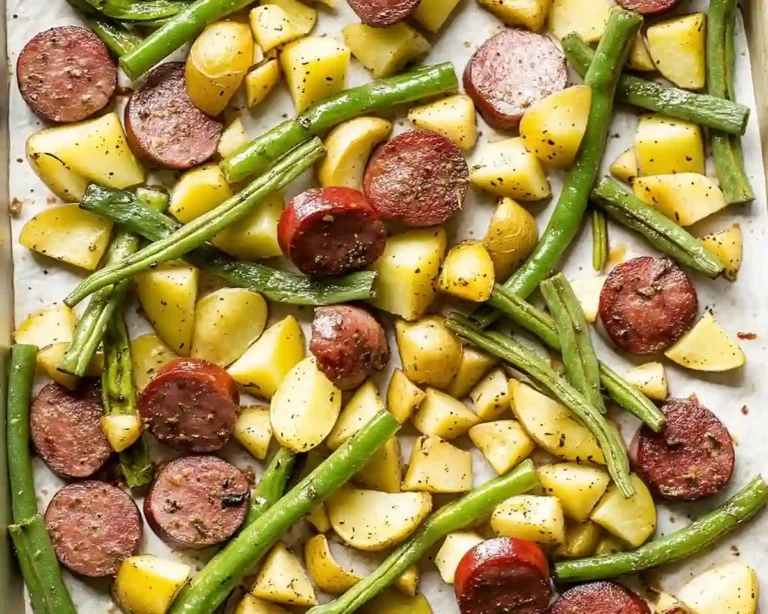 Sheet Pan Sausage with Potatoes And Green Beans