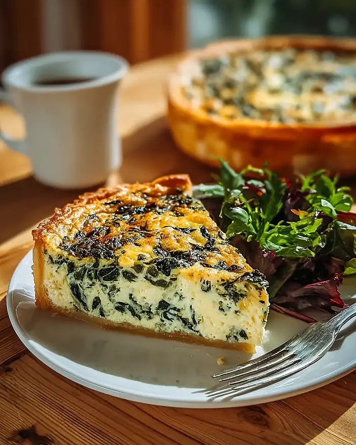 Crustless Spinach Quiche with Cottage Cheese