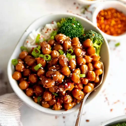Vegan Sticky Sesame Chickpeas