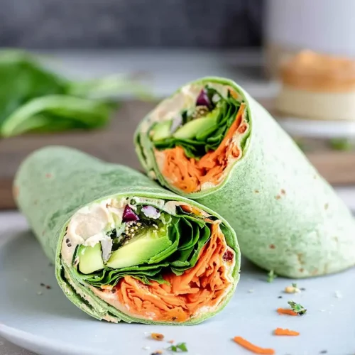 Veggie Spinach Wraps with Hummus