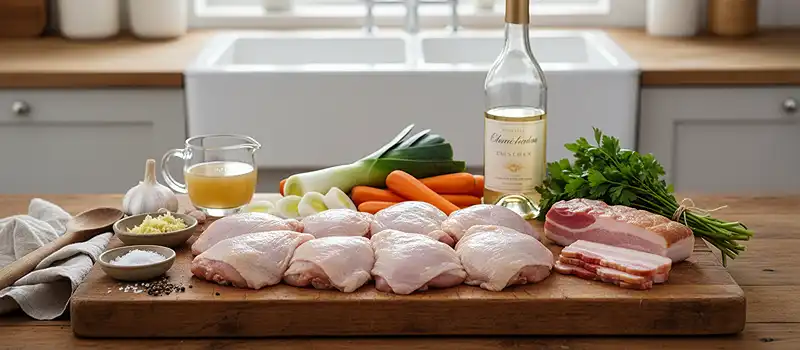 White Wine Braised Chicken 2 Coq au Vin Blanc inspired