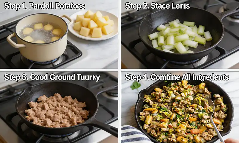 Crispy Potato & Leek Turkey Hash 3 Golden Crispy Turkey Hash