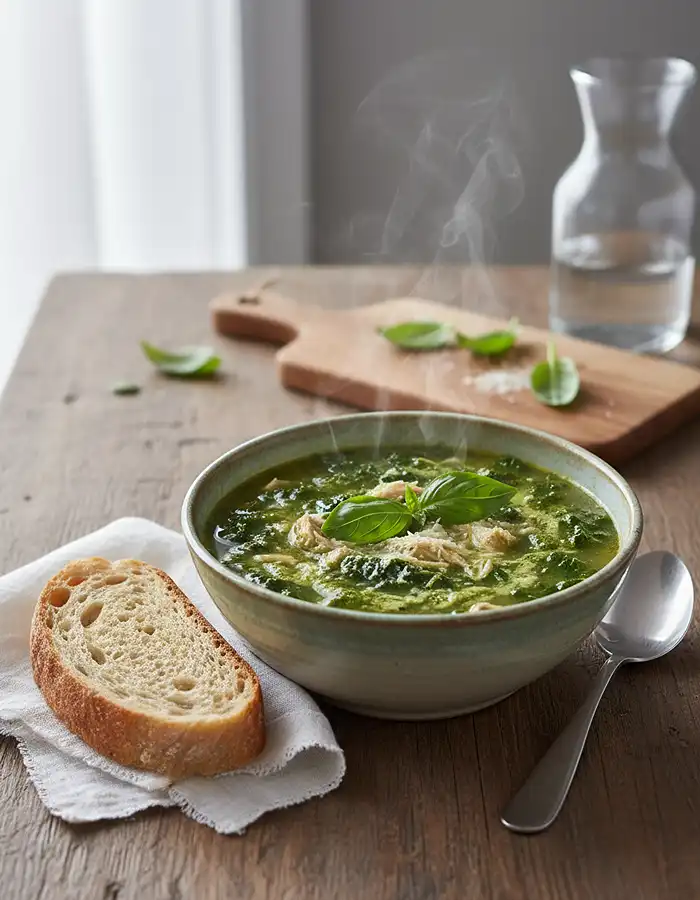 Kale and Chicken Pesto Soup