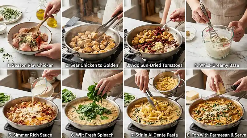 spinach chicken pasta