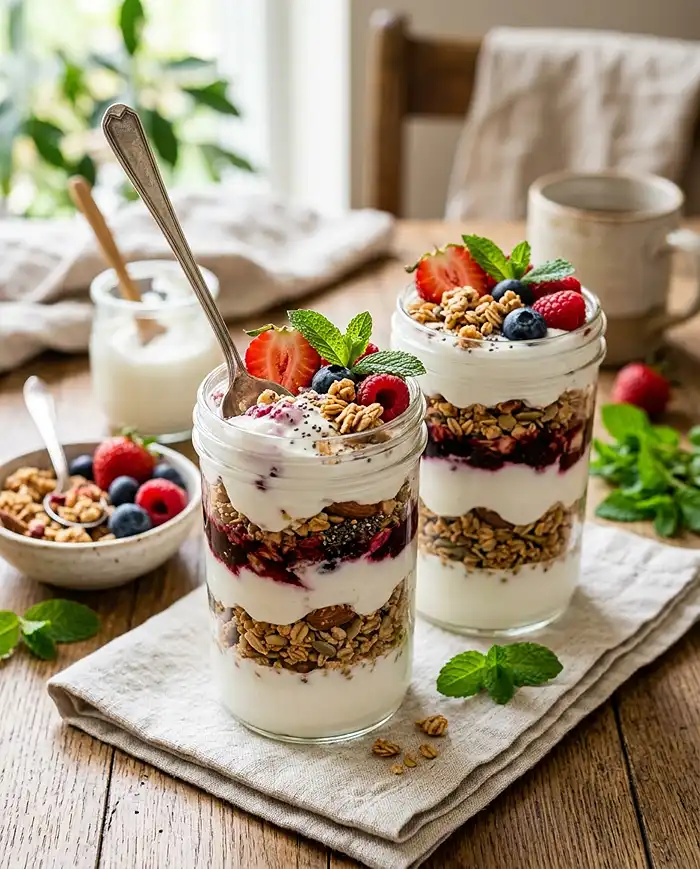 Dairy-Free Coconut Yogurt Parfait 4 berry parfait
