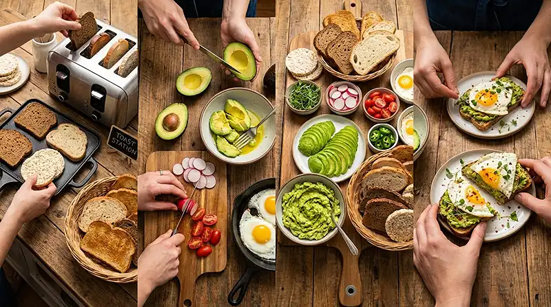 Gluten-Free Avocado Toast Bar 3 brunch spread