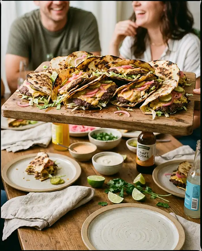 Gluten-Free Smash Burger Tacos 4 crispy beef tacos