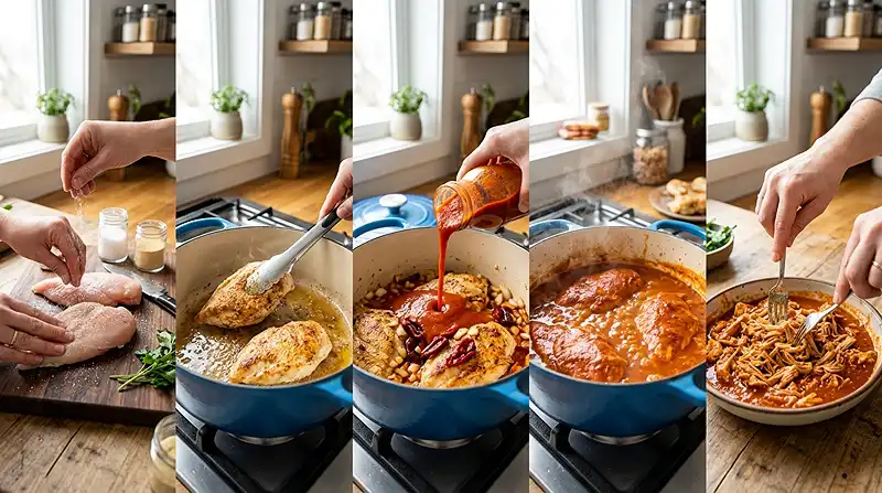 Gluten-Free Chicken Tinga Tacos 3 mexican shredded chicken