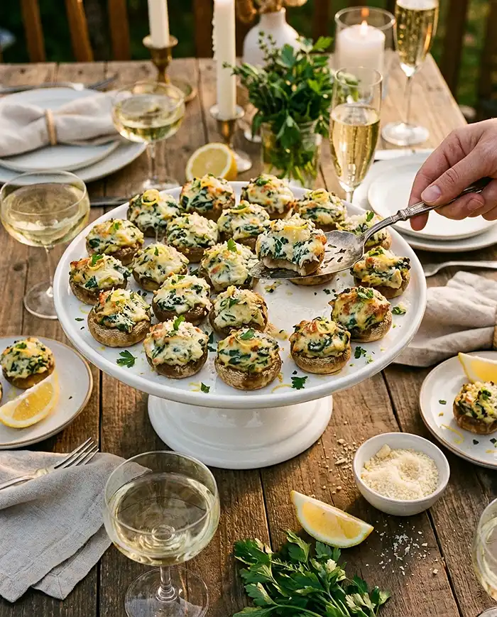Spinach Artichoke Stuffed Mushrooms 4 party appetizer