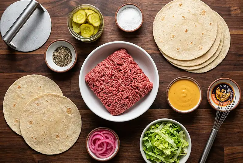 Gluten-Free Smash Burger Tacos 2 smash burger tacos gluten free