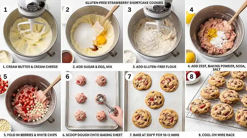 Gluten-Free Strawberry Shortcake Cookies 3 strawberry cream cookies