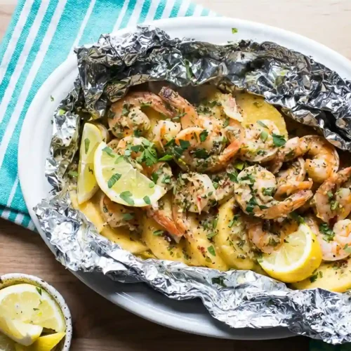 Garlic Butter Shrimp Foil Packets