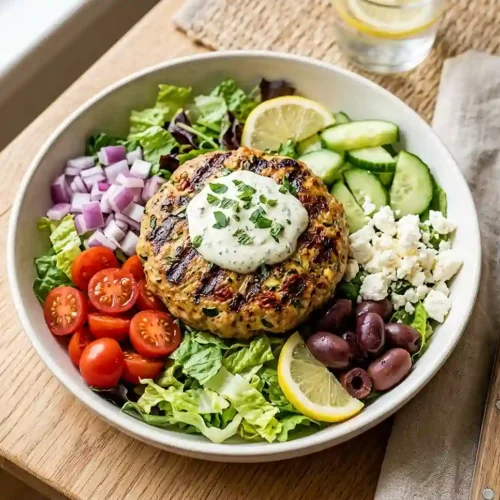 Gluten-Free Greek Turkey Burger Bowls
