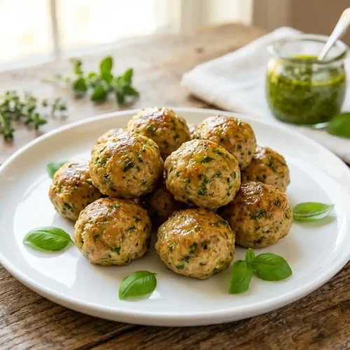 Gluten-Free Pesto Turkey Meatball Bowls
