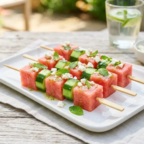 Gluten-Free Watermelon cucumber skewers