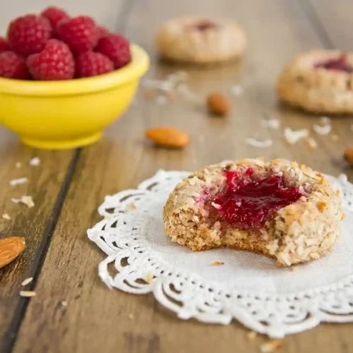 Raspberry Almond Thumbprint cookies