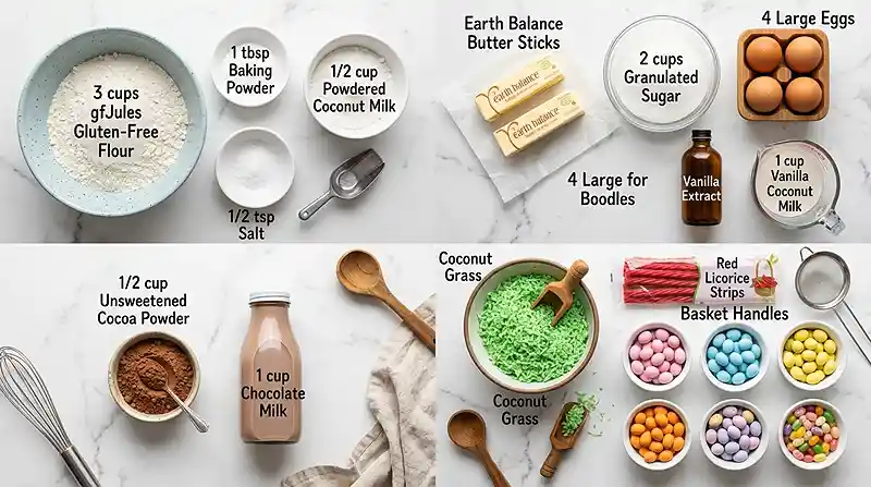 Gluten-Free Easter Basket Cupcakes 2 decorated cupcakes