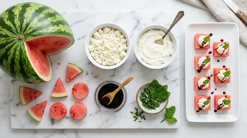 Gluten-Free Whipped Feta Watermelon Bites 2 gluten-free watermelon appetizer