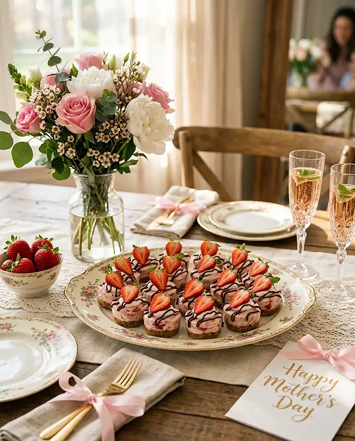 Gluten-Free Strawberry Cheesecake Bites 4 mothers day dessert