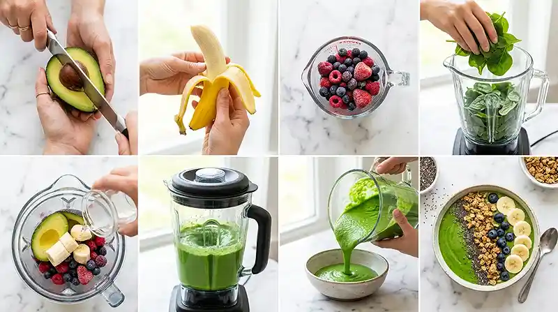 Gluten-Free Green Smoothie Bowl 3 spinach smoothie