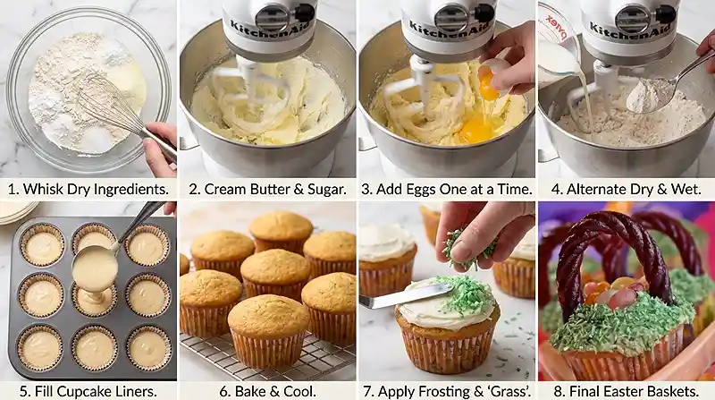 Gluten-Free Easter Basket Cupcakes 3 spring cupcakes