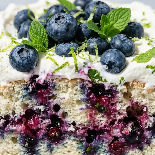 Blueberry Mojito Poke Cake
