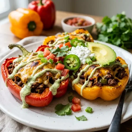 Cottage Cheese Taco Stuffed Peppers