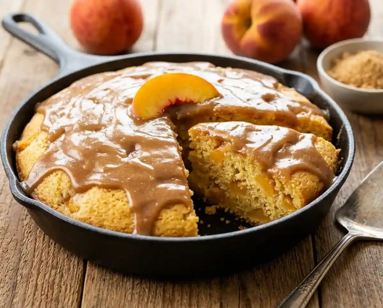 Gluten-Free Brown Sugar Peach Skillet Cake