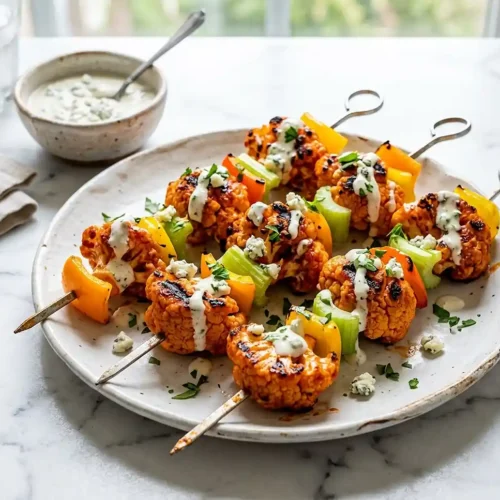 Gluten-Free Buffalo Cauliflower Skewers