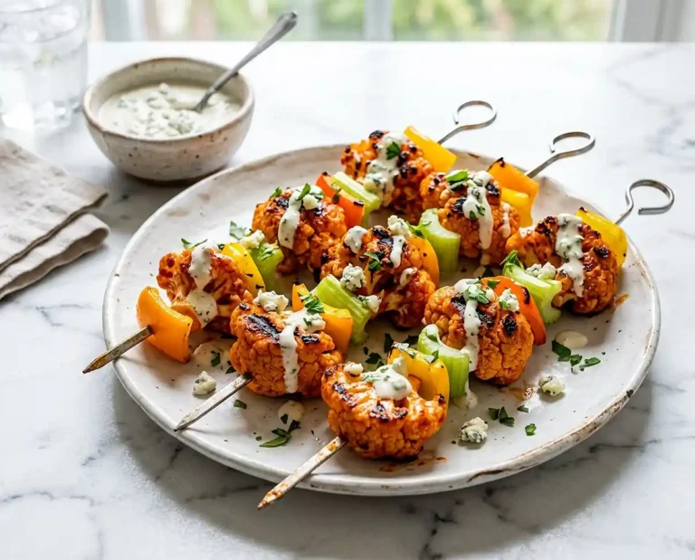 Gluten-Free Buffalo Cauliflower Skewers
