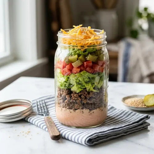 Gluten-Free Cheeseburger Salad Jars