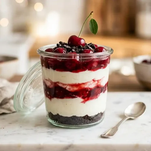 Gluten-Free No-Bake Cherry Cheesecake Jars