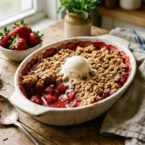 Gluten-Free Roasted Strawberry Crumble