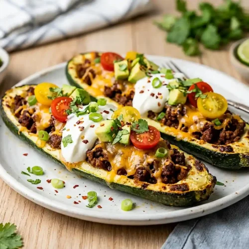 Gluten-Free Taco Stuffed Zucchini Boats