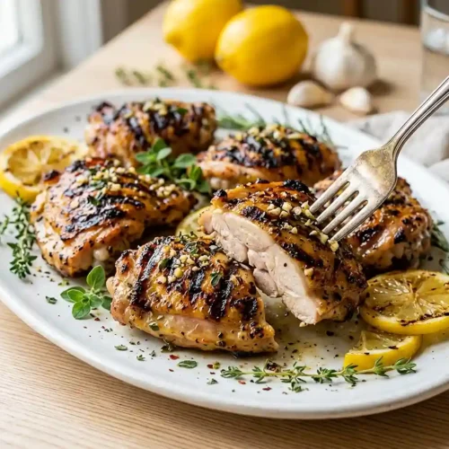 Grilled Lemon Garlic Chicken Thighs