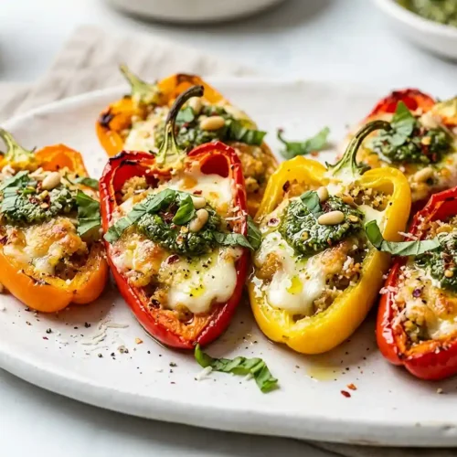 Pesto Mozzarella Stuffed Mini Peppers