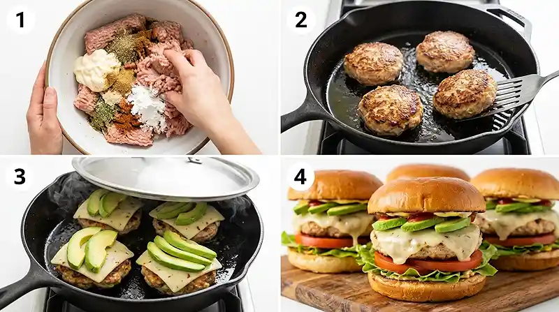 Grilled Turkey Burgers with Avocado Slaw 3 avocado slaw