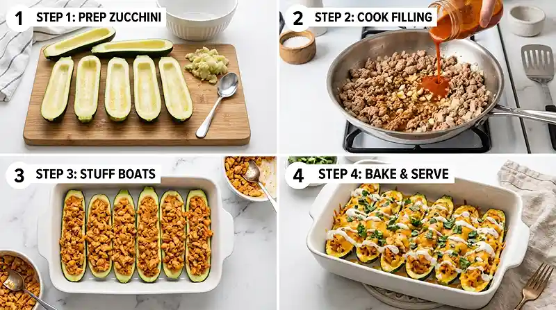 Gluten-Free Buffalo Turkey Zucchini Boats 3 buffalo turkey dinner