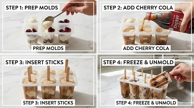 Gluten-Free Cherry Cola Float Popsicles 3 cherry cola float flavor