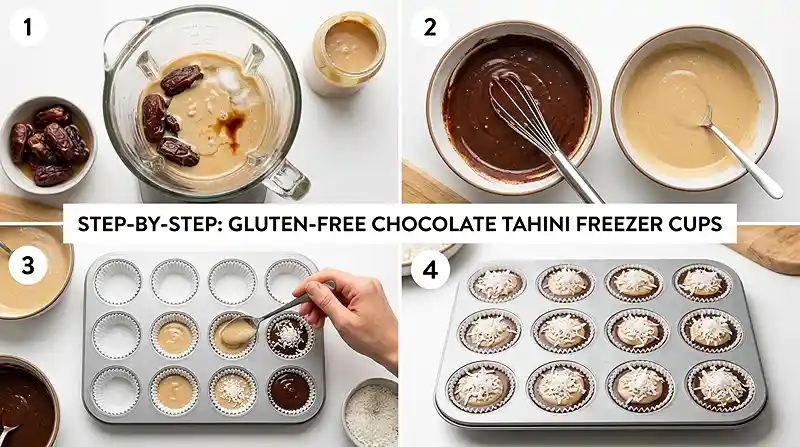 Gluten-Free Chocolate Tahini Freezer Cups 3 chocolate tahini snack