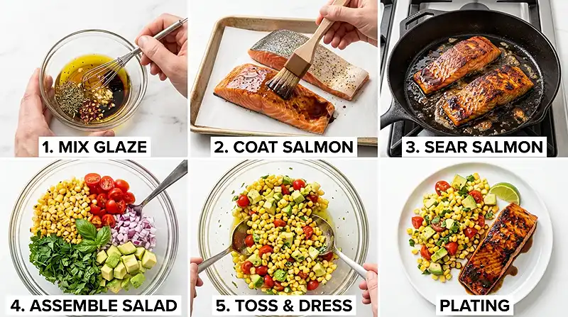 Honey Balsamic Salmon with Corn Salad 3 corn salad meal