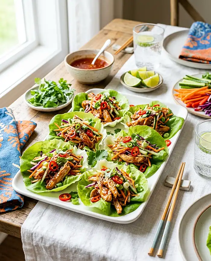 Sweet Chili Chicken Lettuce Wraps 4 easy dinner