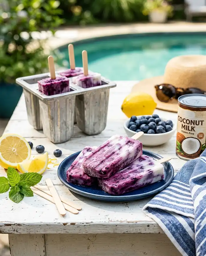 Gluten-Free Blueberry Lemon Coconut Pops 4 frozen dessert