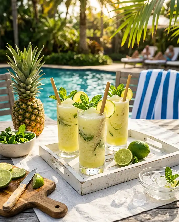 Gluten-Free Pineapple Mint Slush 4 frozen summer beverage