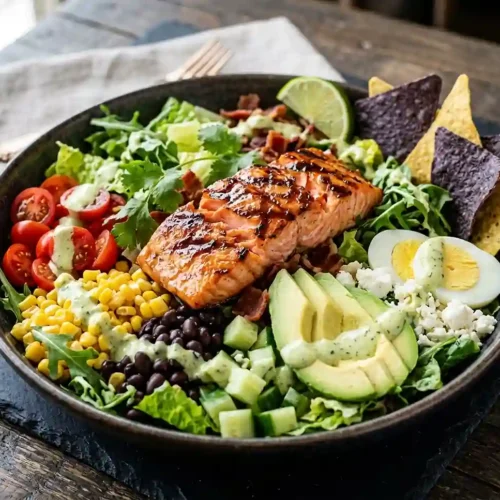 gluten-free BBQ Salmon Taco Salad