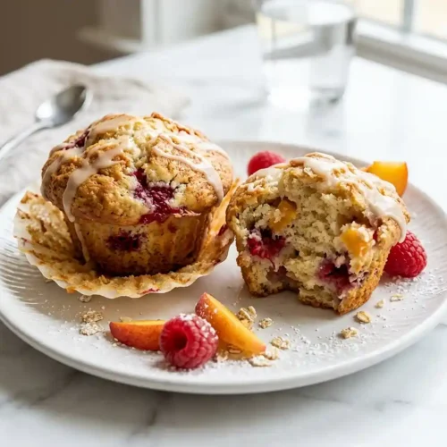 gluten-free Raspberry Peach Muffin