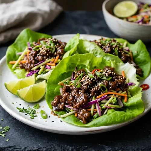 gluten-free Teriyaki Steak Lettuce Wraps