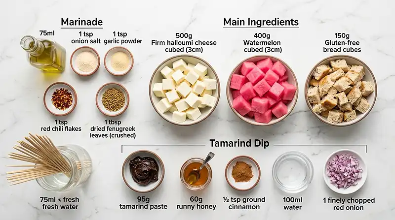 Gluten-Free Halloumi Watermelon Skewers 2 gluten free appetizer skewers