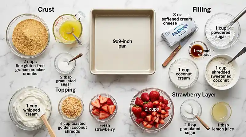 No-Bake Coconut Cream Strawberry Bars 2 gluten-free no bake bars